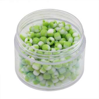 Rocailles, 20g, rund, 4mm, hellgrün-weiß opaque hellgrün-weiß opaque