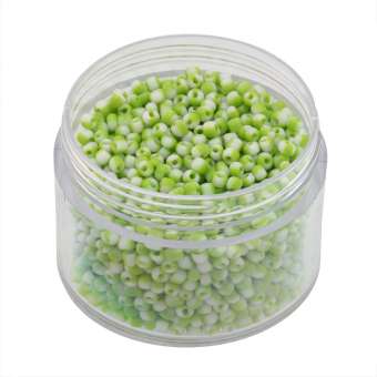 Rocailles, 20g, rund, 1,5mm, hellgrün-weiß opaque hellgrün-weiß opaque