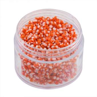 Rocailles, 20g, rund, 1,5mm, orange-weiß opaque orange-weiß opaque