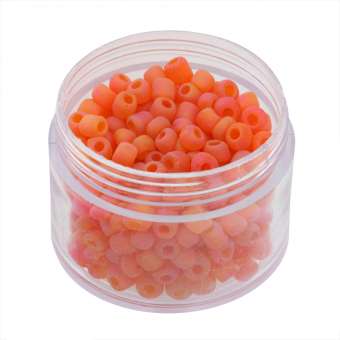 Rocailles, 20g, rund, 4mm, orange  transparent frost rainbow orange  transparent frost rainbow