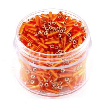 Stiftperlen, 20g, rund, 6X1,5mm, orange silverline hellorange silverline