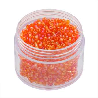 Rocailles, 20g, rund, 2mm, orange transparent rainbow orange transparent rainbow
