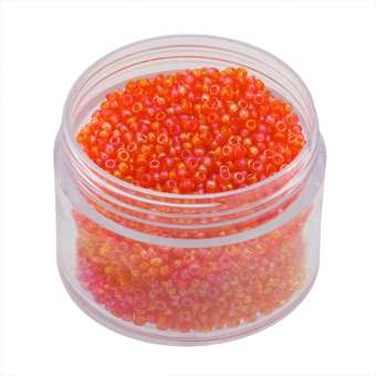 Rocailles, 20g, rund, 1,5mm, orange transparent rainbow orange transparent rainbow