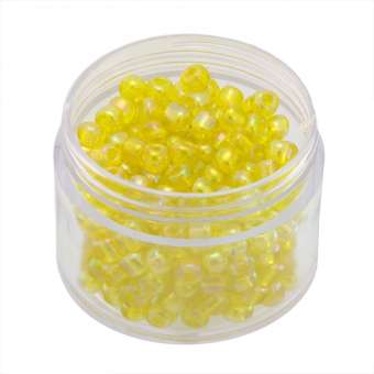Rocailles, 20g, rund, 4mm, gelb transparent rainbow zitronengelb transparent rainbow