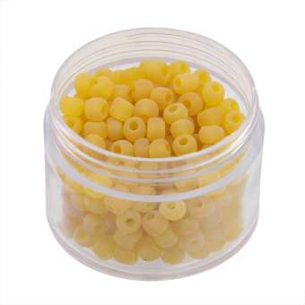 Rocailles, 20g, rund, 4mm, safran gelb transparent frost safran gelb frost