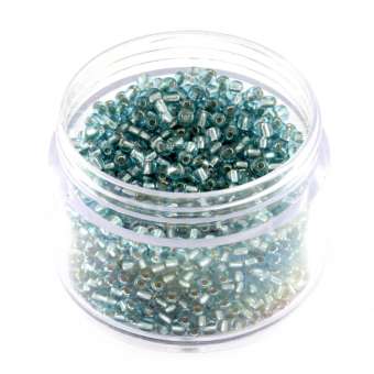 Rocailles, 20g, rund, 2mm, hellblau-türkis silverline hellblau-türkis silverline