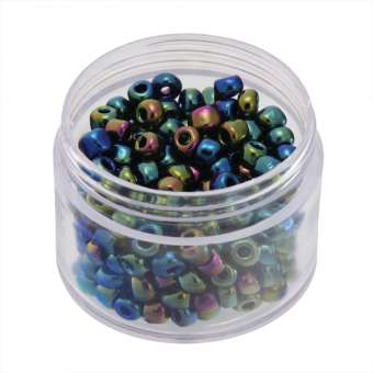 Rocailles, 20g, rund, 4mm, grün-blau metallic grün-blau metallic
