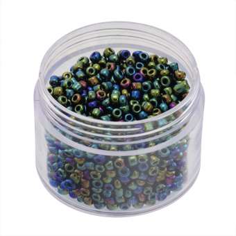 Rocailles, 20g, rund, 2mm, grün-blau metallic grün-blau metallic