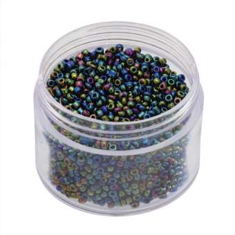 Rocailles, 20g, rund, 1,5mm, grün-blau metallic grün-blau metallic