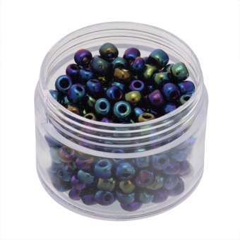 Rocailles, 20g, rund, 4mm, blau-violett metallic blau-violett metallic