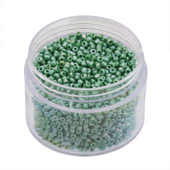Rocailles, 20g, rund, 1,5mm, grün opaque luster grün opaque luster