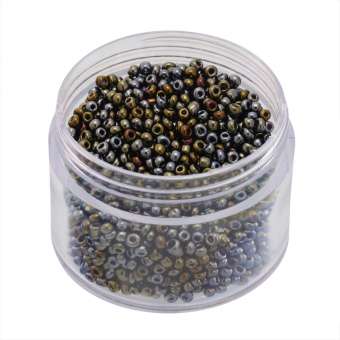 Rocailles, 20g, rund, 1,5mm, grau-braun metallic grau-braun metallic