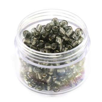 Rocailles, 20g, rund, 4mm, grau-braun silverline (square hole) grau-braun silverline