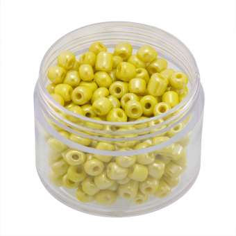 Rocailles, 20g, rund, 4mm, gelb opaque luster gelb opaque luster