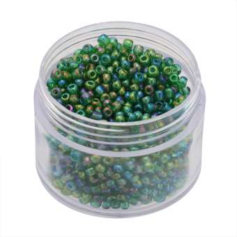 Rocailles, 20g, rund, 2mm, dunkelgrün transparent rainbow dunkelgrün transparent rainbow