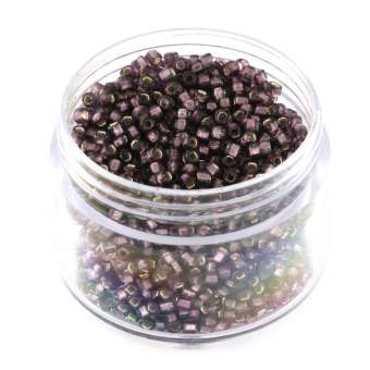 Rocailles, 20g (square hole), rund, 2mm, violett silverline violett silverline (square hole)