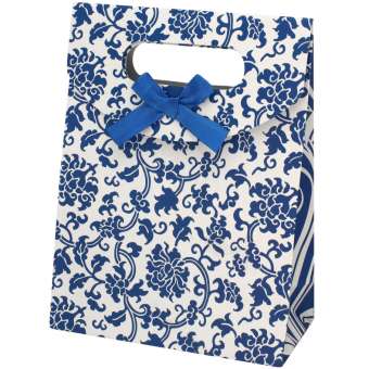 Geschenk-Verpackung 'Ranke', naturweiß-blau Ranke
