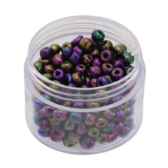 Rocailles, 20g, rund, 4mm, violett-grün metallic violett-grün metallic