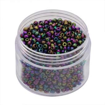Rocailles, 20g, rund, 2mm, violett-grün metallic violett-grün metallic