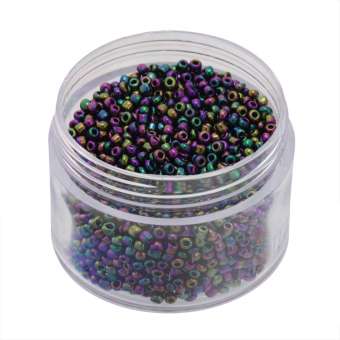 Rocailles, 20g, rund, 1,5mm, violett-grün metallic violett-grün metallic