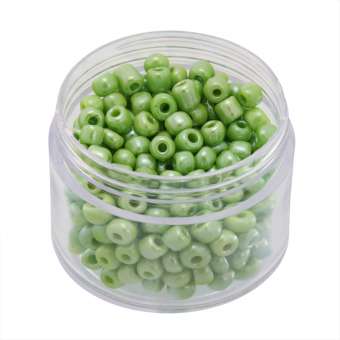Rocailles, 20g, rund, 4mm, hellgrün opaque luster hellgrün opaque luster