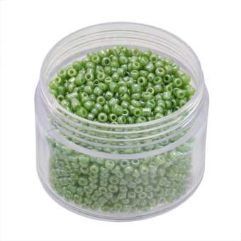 Rocailles, 20g, rund, 1,5mm, hellgrün opaque luster hellgrün opaque luster