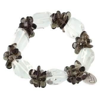 Armband aus Edelsteinen (Quarz), 19cm, transparent-walnussbraun transparent-walnussbraun