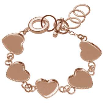 Armband für Ø fünf 12X12 mm große Cabochons Herzen, roségoldfarben roségold