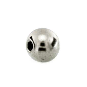 Perle (5 Stück), 6mm, rund, silberfarben 