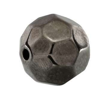 Perle, 12mm, rund, dunkel grau metallic 