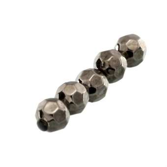 Perle (10 Stück), 3,5mm, rund, dunkel grau metallic 