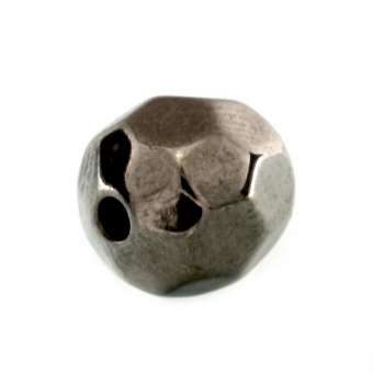 Perle, 9X10mm, rund, dunkel grau metallic 