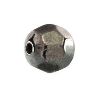 Perle, 8mm, rund, dunkel grau metallic 