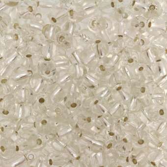 Rocailles, 50g, rund, 4mm, transparent silverline 