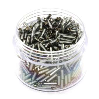 Stiftperlen, 20g, rund, 6X1,5mm, grau-braun silverline grau-braun silverline