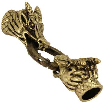 Verschluss Set mit Drachenköpfen, 80mm, Loch-Ø 9-10mm, antik goldfarben antik goldfarben