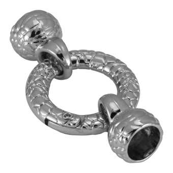 Verschluss Set, 40X22mm, Loch-Ø 7mm, Metall, silberfarben 