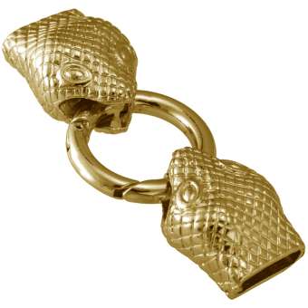 Verschluss Set mit Schlangenköpfen, 65mm, Loch-Ø 13X3mm, goldfarben 
