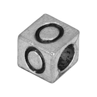 Buchstabenperle "O", Würfel, metall, silberfarben Buchstabenperle "O", Würfel, metall, silberfarben