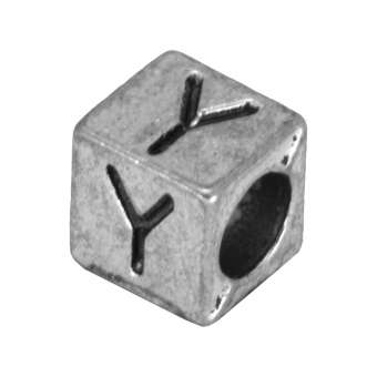 Buchstabenperle "Y", Würfel, metall, silberfarben Buchstabenperle "Y", Würfel, metall, silberfarben