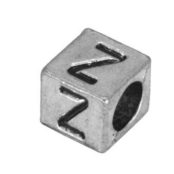 Buchstabenperle "Z", Würfel, metall, silberfarben Buchstabenperle "Z", Würfel, metall, silberfarben
