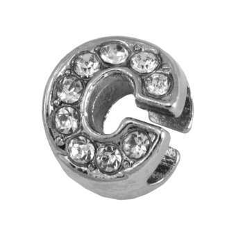 Buchstabenperle "C" mit Strass, silberfarben Buchstabenperle "C" mit Strass, silberfarben