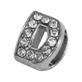 Buchstabenperle "D" mit Strass, silberfarben Buchstabenperle "D" mit Strass, silberfarben