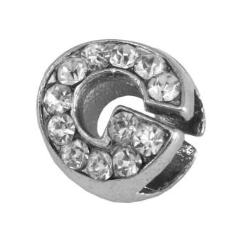 Buchstabenperle "g" mit Strass, silberfarben Buchstabenperle "g" mit Strass, silberfarben