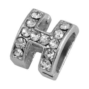 Buchstabenperle "H" mit Strass, silberfarben Buchstabenperle "H" mit Strass, silberfarben