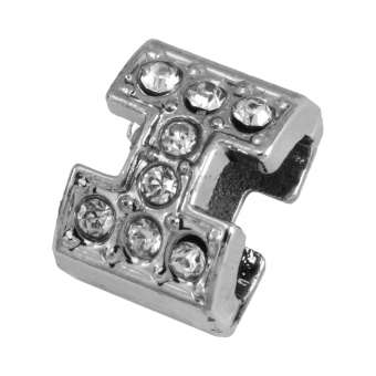 Buchstabenperle "I" mit Strass, silberfarben Buchstabenperle "I" mit Strass, silberfarben
