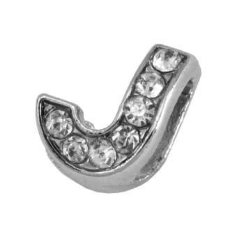 Buchstabenperle "J" mit Strass, silberfarben Buchstabenperle "J" mit Strass, silberfarben