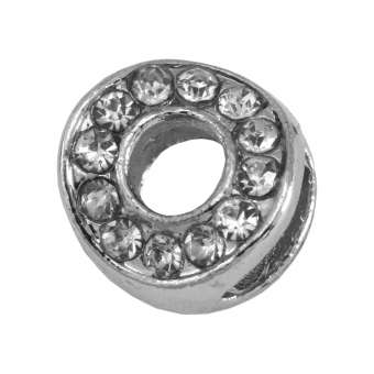 Buchstabenperle "O" mit Strass, silberfarben Buchstabenperle "O" mit Strass, silberfarben
