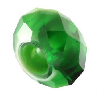 Großlochperle, 13mm, rund, grasgrün-weiß grasgrün-weiß