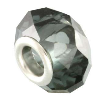 Großlochperle, 13mm, rund, grau grau